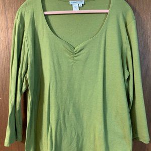 Coldwater Creek XL Green Blouse with sweetheart neckline